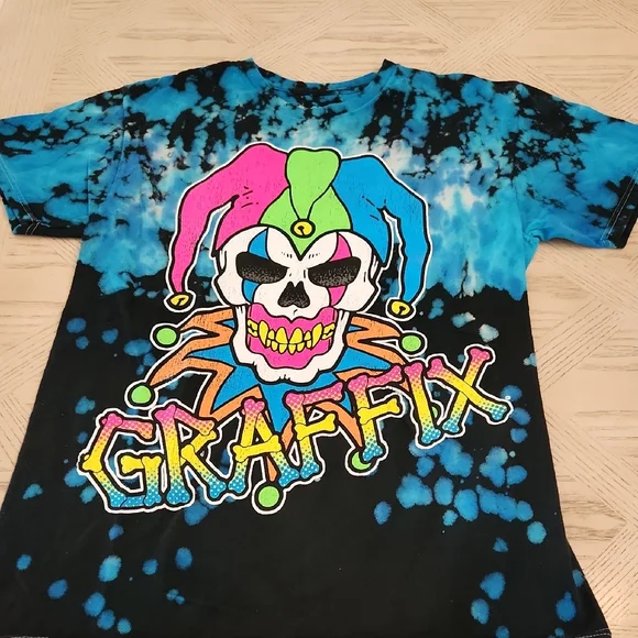 Graffix Colorful Tie Dyed Jester Tee Unisex Size Small - Picture 1 of 6